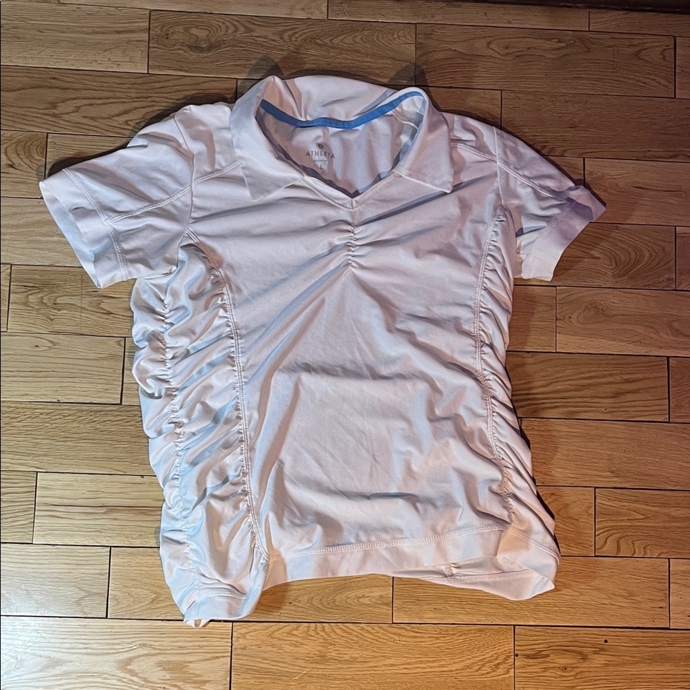 Athleta Light Pink Ruched Short Sleeve Tee